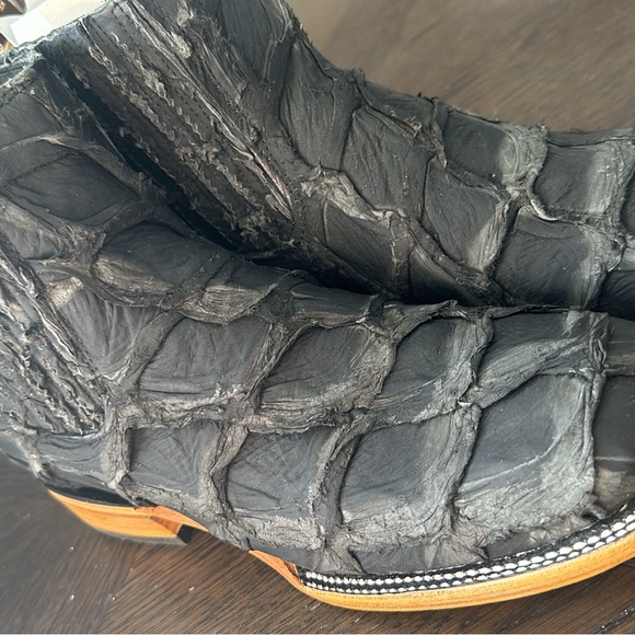 Black authentic fish skin boots